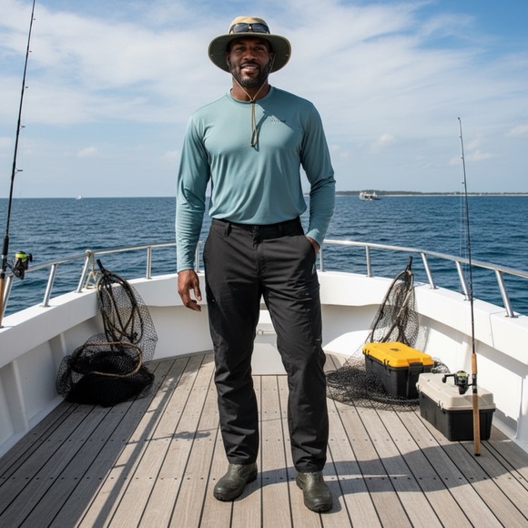 Huk Pants Mens Sz 34 Black Performance Fishing Outdoor Zip Pockets Gorpcore